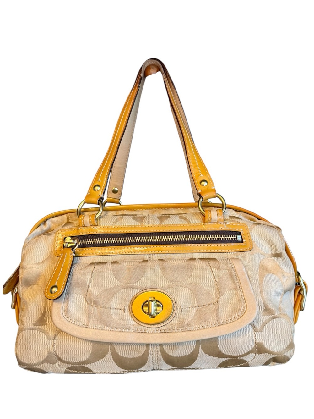 Coach Madison Op Art Maggie Shoulder Bag khaki/light gold jacquard style 13402